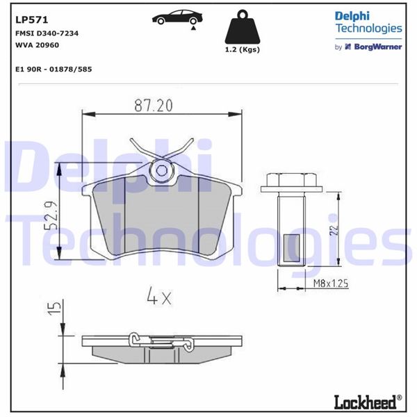 DELPHI LP571 Fren Sistemleri Fren Balatası - VW GOLF II (19E, 1G1) uyumlu