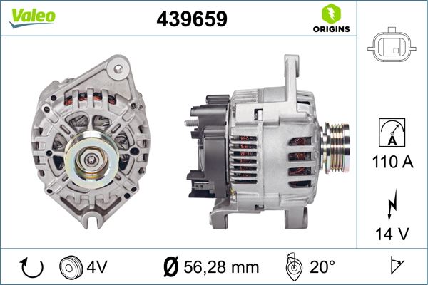 VALEO 439659 Elektrik Sistemi Alternatör - RENAULT KANGOO / GRAND KANGOO II (KW0/1_) uyumlu