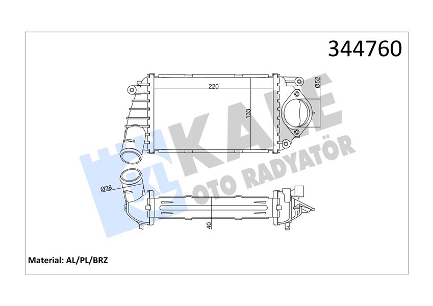 KALE OTO RADYATÖR 344760 Motor Turbo Radyatörü - VW LUPO I (6X1, 6E1) uyumlu