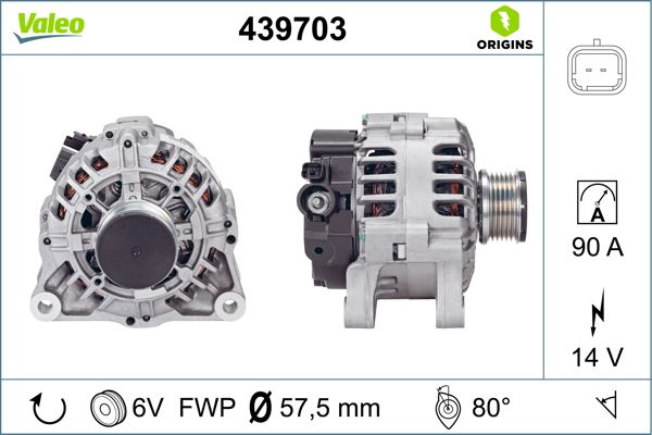 VALEO 439703 Elektrik Sistemi Alternatör - CITROËN NEMO Kasa/büyük limuzin (AA_) uyumlu