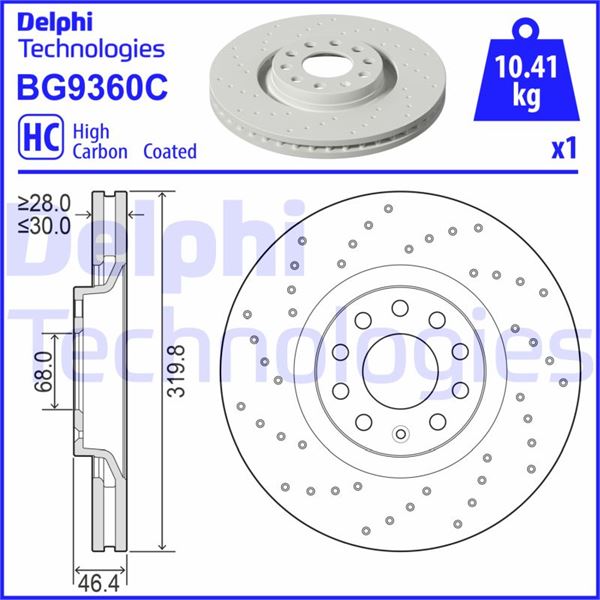 DELPHI BG9360C Fren Sistemleri Fren Diski - AUDI A6 C5 (4B2, 4B4) uyumlu