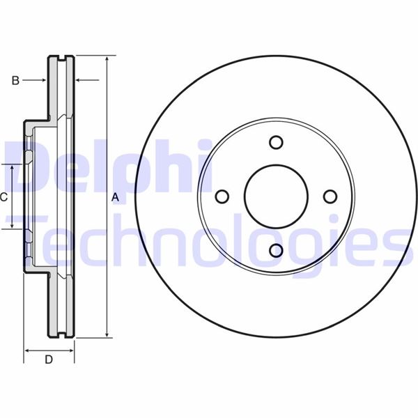 DELPHI BG4454 Fren Sistemleri Fren Diski - NISSAN MICRA IV (K13K, K13KK) uyumlu