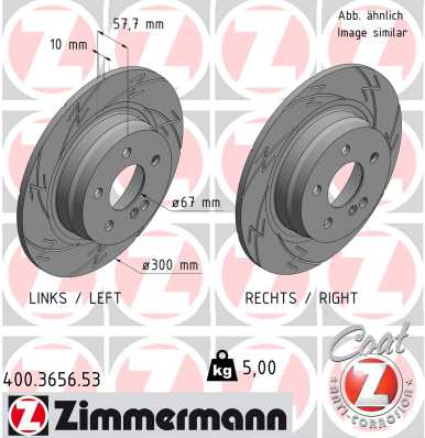 ZIMMERMANN 400.3656.53 Fren Sistemleri Fren Diski - MERCEDES-BENZ C-SERISI T-Model (S204) uyumlu