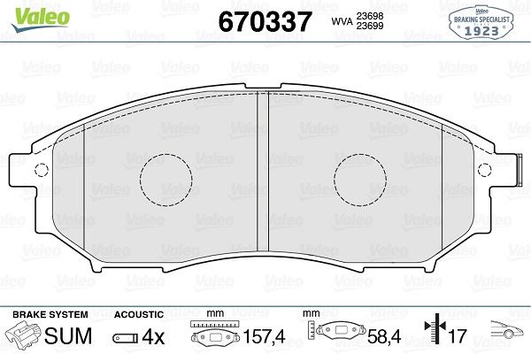 VALEO 670337 Fren Sistemleri Fren Balatası - NISSAN NAVARA NP300 (D40) uyumlu