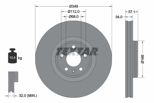 TEXTAR 92289305 Fren Sistemleri Fren Diski - AUDI Q7 (4MB, 4MG, 4MQ) uyumlu