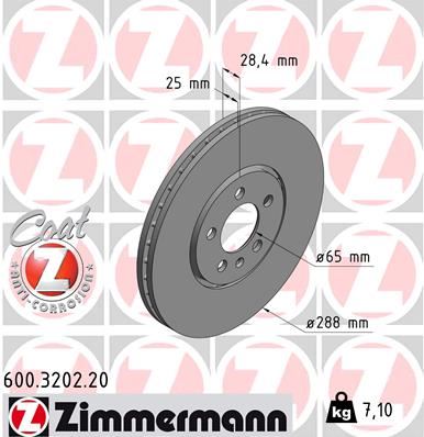 ZIMMERMANN 600.3202.20 Fren Sistemleri Fren Diski - VW PASSAT B3/B4 (3A2, 35I) uyumlu