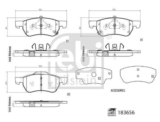 FEBI BILSTEIN 183656 Fren Sistemleri Fren Balatası - MG MG ZS SUV (AZS1) uyumlu