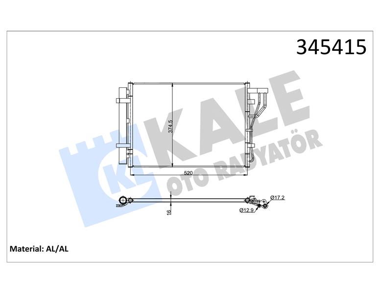 KALE OTO RADYATÖR 345415 İklimlendirme Sistemi Klima Radyatörü - HYUNDAI ix20 (JC) uyumlu