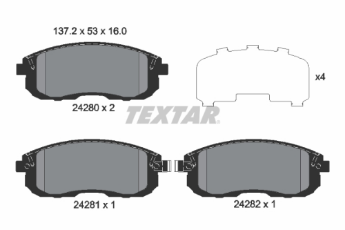 TEXTAR 2428001 Fren Sistemleri Fren Balatası - SUZUKI SX4 Sedan (GY, RW) uyumlu