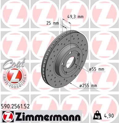ZIMMERMANN 590.2561.52 Fren Sistemleri Fren Diski - TOYOTA CARINA E VI Sedan (_T19_) uyumlu