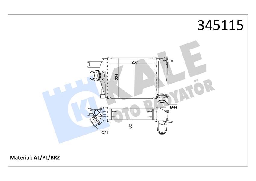 KALE OTO RADYATÖR 345115 Motor Turbo Radyatörü - DACIA LODGY (JS_) uyumlu