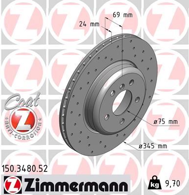 ZIMMERMANN 150.3480.52 Fren Sistemleri Fren Diski - BMW 6 Coupe (F13) uyumlu