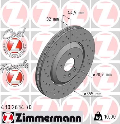 ZIMMERMANN 430.2634.70 Fren Sistemleri Fren Diski - OPEL ASTRA J GTC uyumlu