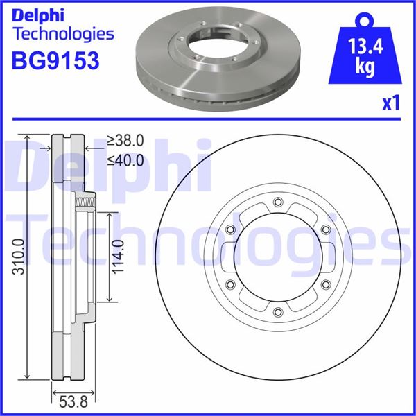DELPHI BG9153 Fren Sistemleri Fren Diski - FUSO (MITSUBISHI) CANTER uyumlu