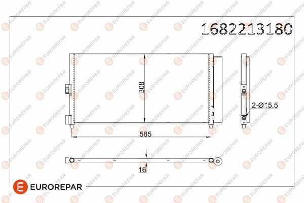 EUROREPAR 1682213180 İklimlendirme Sistemi Klima Radyatörü - LANCIA YPSILON (843_) uyumlu