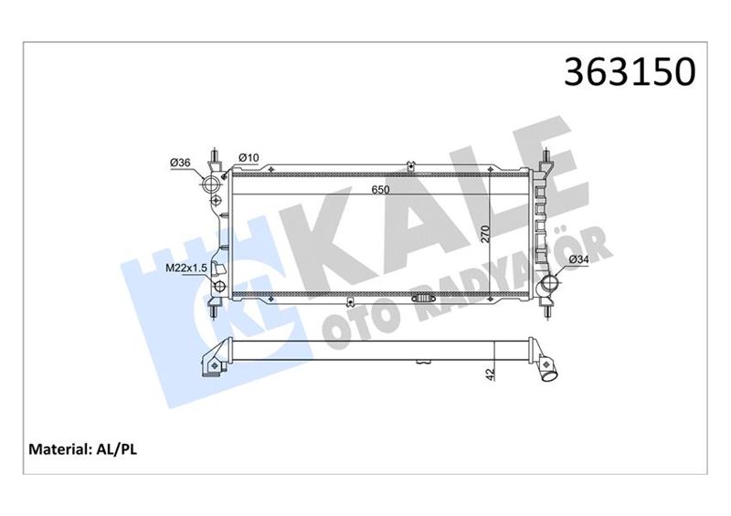KALE OTO RADYATÖR 363150 Soğutma Sistemi Su Soğutucu & Parçaları - OPEL COMBO Kasa/büyük limuzin (71_) uyumlu