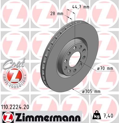 ZIMMERMANN 110.2224.20 Fren Sistemleri Fren Diski - ALFA ROMEO GIULIA (952_) uyumlu