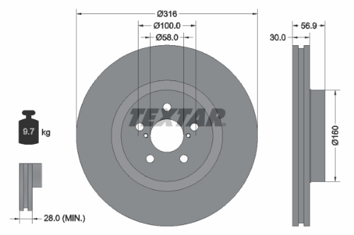 TEXTAR 92236503 Fren Sistemleri Fren Diski - SUBARU OUTBACK (BL, BP) uyumlu