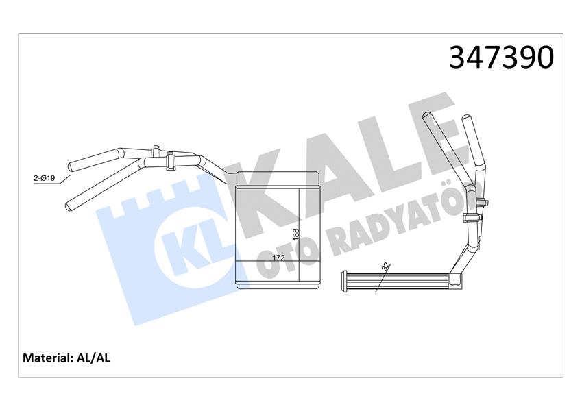 KALE OTO RADYATÖR 347390 İklimlendirme Sistemi İç Mekan Isı Değiştirici - VOLVO C30 (533) uyumlu