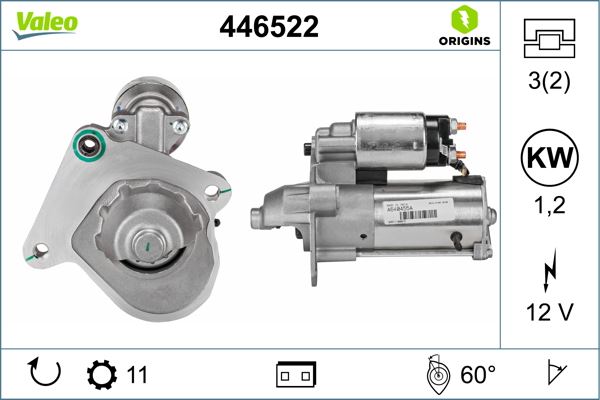 VALEO 446522 Elektrik Sistemi Marş Motoru - FORD C-MAX II (DXA/CB7, DXA/CEU) uyumlu