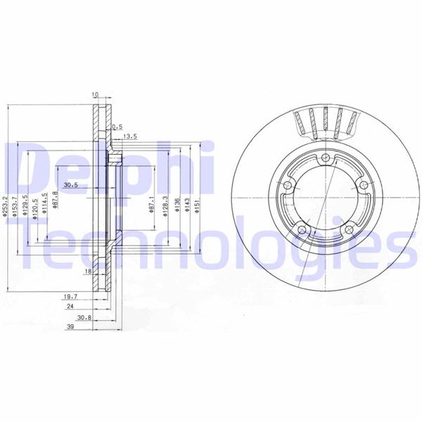 DELPHI BG3590 Fren Sistemleri Fren Diski - MITSUBISHI L 300 III Panelvan/Van (P0_V, P1_V, P2_V) uyumlu
