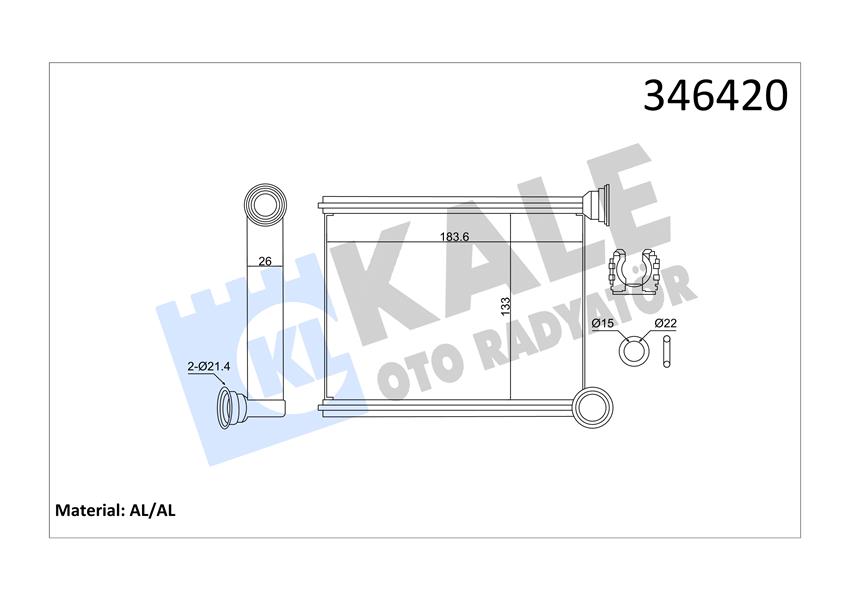 KALE OTO RADYATÖR 346420 İklimlendirme Sistemi İç Mekan Isı Değiştirici - RENAULT LOGAN I (LS_) uyumlu