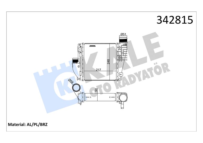 KALE OTO RADYATÖR 342815 Motor Turbo Radyatörü - CITROËN C4 GRAND PICASSO II (DA_, DE_) uyumlu