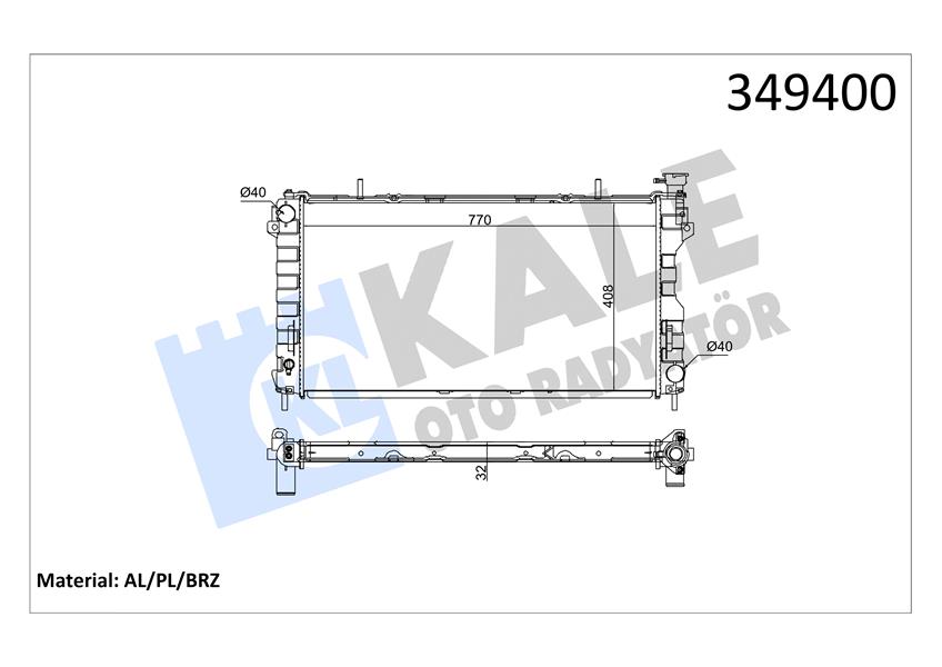 KALE OTO RADYATÖR 349400 Soğutma Sistemi Su Soğutucu & Parçaları - CHRYSLER VOYAGER IV (RG, RS) uyumlu