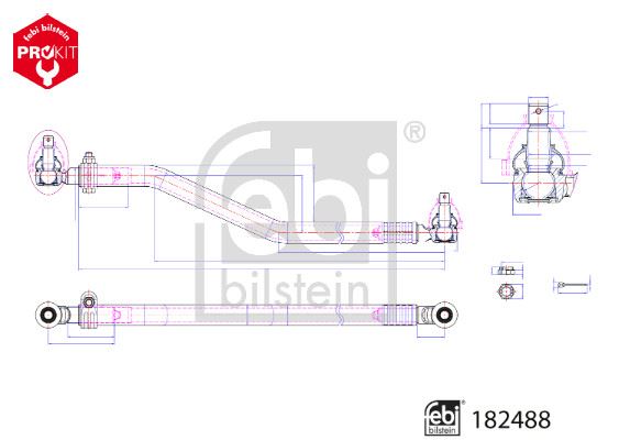FEBI BILSTEIN 182488 Direksiyon Sistemi Kısa Rot & İtici Çubuk - DAF LF 45 uyumlu
