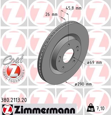ZIMMERMANN 380.2113.20 Fren Sistemleri Fren Diski - MITSUBISHI GRANDIS (NA_W) uyumlu