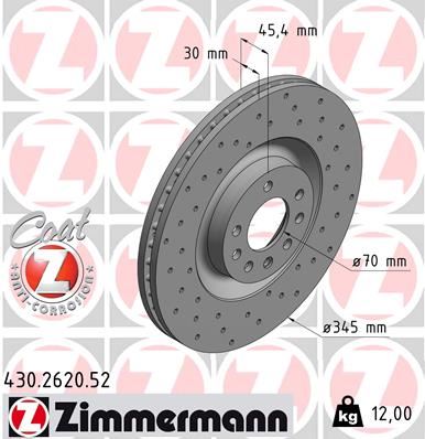 ZIMMERMANN 430.2620.52 Fren Sistemleri Fren Diski - SAAB 9-3 (YS3F, E79, D79, D75) uyumlu