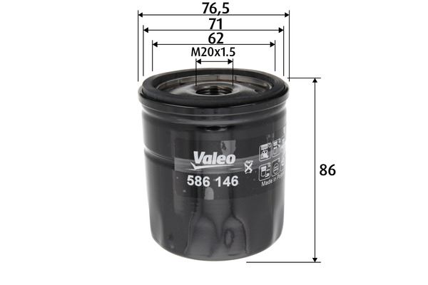 VALEO 586146 Motor Yağ Filtresi - VW POLO V (6R1, 6C1) uyumlu