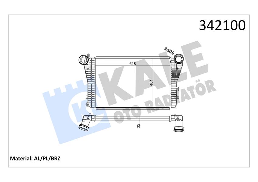 KALE OTO RADYATÖR 342100 Motor Turbo Radyatörü - VW PASSAT B6 Variant (3C5) uyumlu