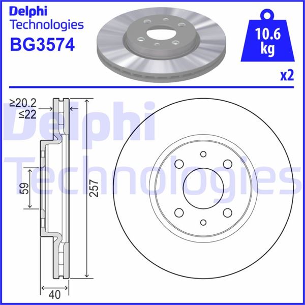 DELPHI BG3574 Fren Sistemleri Fren Diski - FIAT PANDA (169_) uyumlu