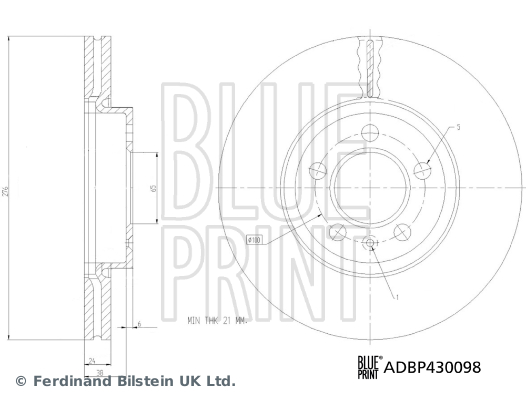 BLUE PRINT ADBP430098 Fren Sistemleri Fren Diski - SEAT IBIZA V (KJ1, KJG) uyumlu