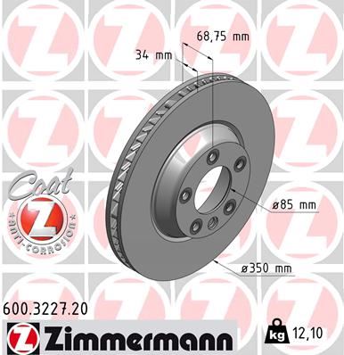 ZIMMERMANN 600.3227.20 Fren Sistemleri Fren Diski - PORSCHE CAYENNE (92A) uyumlu