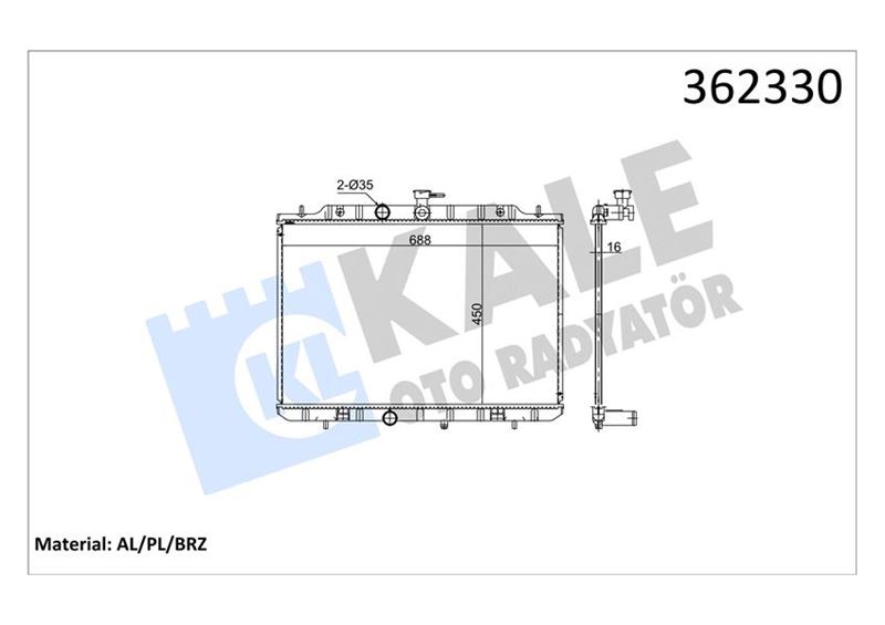 KALE OTO RADYATÖR 362330 Soğutma Sistemi Su Soğutucu & Parçaları - NISSAN X-TRAIL II (T31) uyumlu