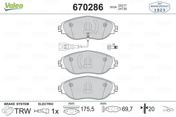VALEO 670286 Fren Sistemleri Fren Balatası - VW PASSAT B7 Variant (365) uyumlu
