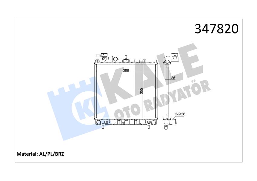 KALE OTO RADYATÖR 347820 Soğutma Sistemi Su Soğutucu & Parçaları - HYUNDAI ATOS (MX) uyumlu