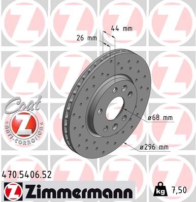 ZIMMERMANN 470.5406.52 Fren Sistemleri Fren Diski - RENAULT TALISMAN (LP_) uyumlu