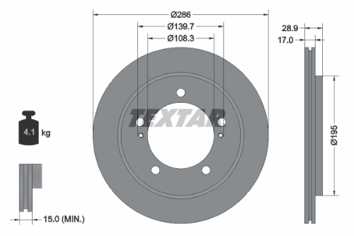 TEXTAR 92136800 Fren Sistemleri Fren Diski - SUZUKI GRAND VITARA I (FT, HT) uyumlu