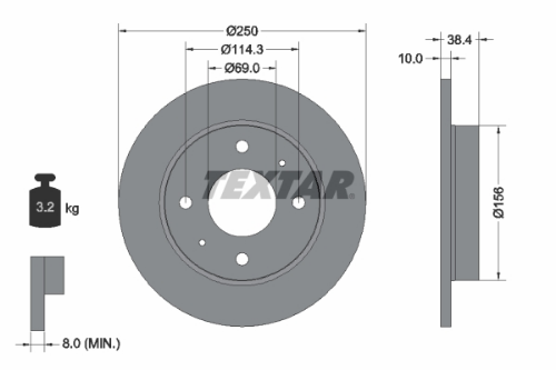 TEXTAR 92134903 Fren Sistemleri Fren Diski - SMART FORFOUR (454) uyumlu