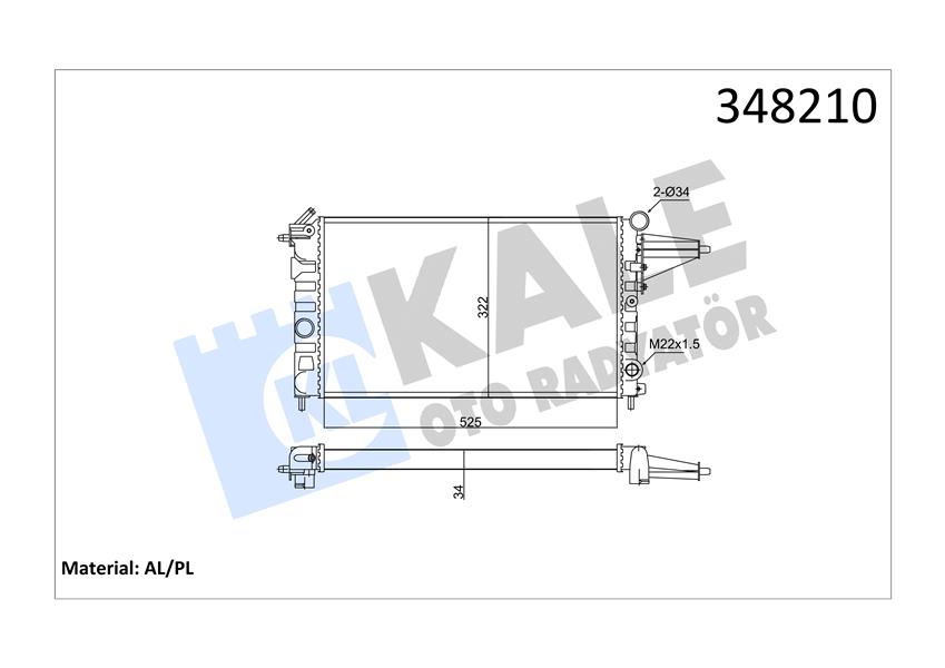 KALE OTO RADYATÖR 348210 Soğutma Sistemi Su Soğutucu & Parçaları - OPEL VECTRA A Hatchback (J89) uyumlu