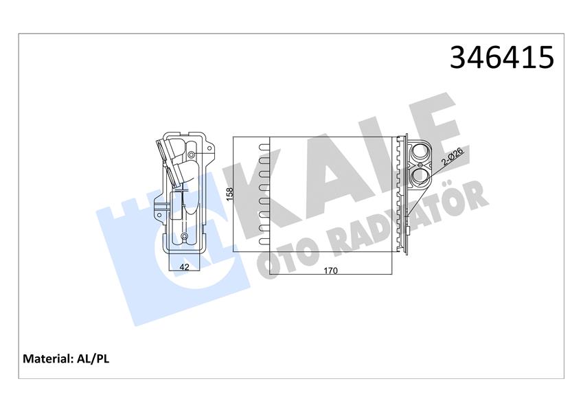 KALE OTO RADYATÖR 346415 İklimlendirme Sistemi İç Mekan Isı Değiştirici - DACIA LOGAN Pick-up (US_) uyumlu