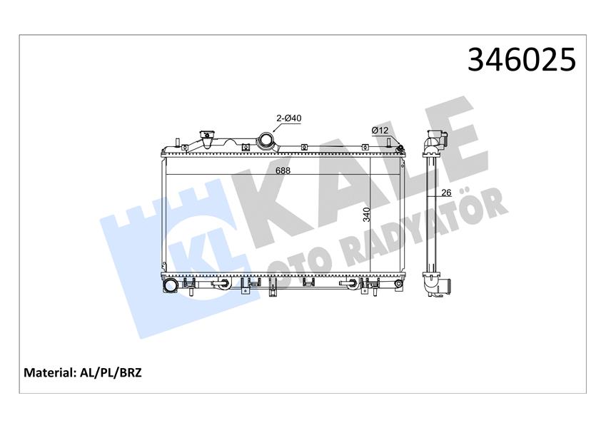 KALE OTO RADYATÖR 346025 Soğutma Sistemi Su Soğutucu & Parçaları - SUBARU FORESTER (SH_) uyumlu