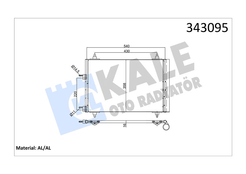 KALE OTO RADYATÖR 343095 İklimlendirme Sistemi Klima Radyatörü - PEUGEOT 307 (3A/C) uyumlu