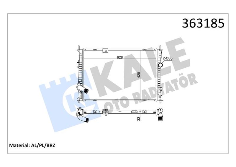 KALE OTO RADYATÖR 363185 Soğutma Sistemi Su Soğutucu & Parçaları - NISSAN QASHQAI I (J10, NJ10) uyumlu