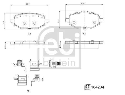 FEBI BILSTEIN 184234 Fren Sistemleri Fren Balatası - DS DS 3 / DS 3 CROSSBACK (UR_, UC_, UJ_) uyumlu