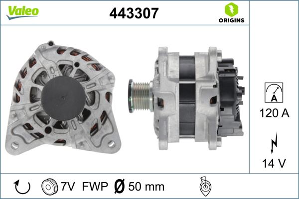 VALEO 443307 Elektrik Sistemi Alternatör - RENAULT CLIO IV (BH_) uyumlu