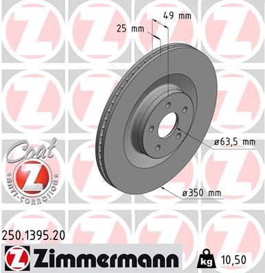 ZIMMERMANN 250.1395.20 Fren Sistemleri Fren Diski - FORD FOCUS III uyumlu